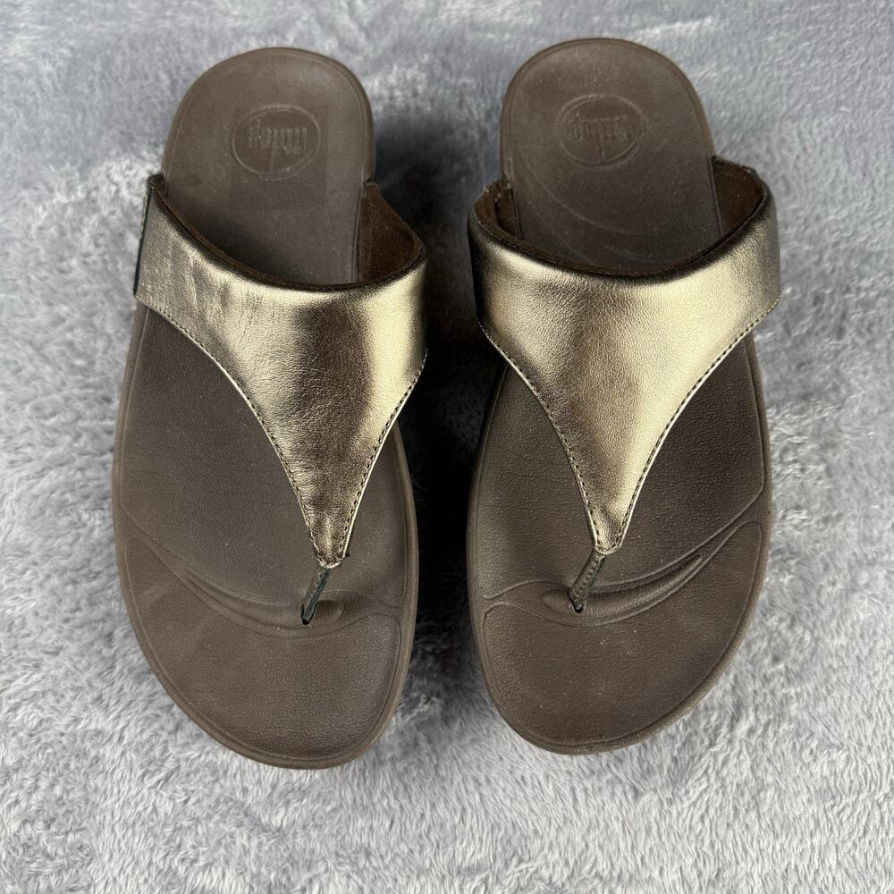 Fit Flop Women's Lina Size 7 Shimmy Brown Thong Sandals Summer Beachy‎ Vacation